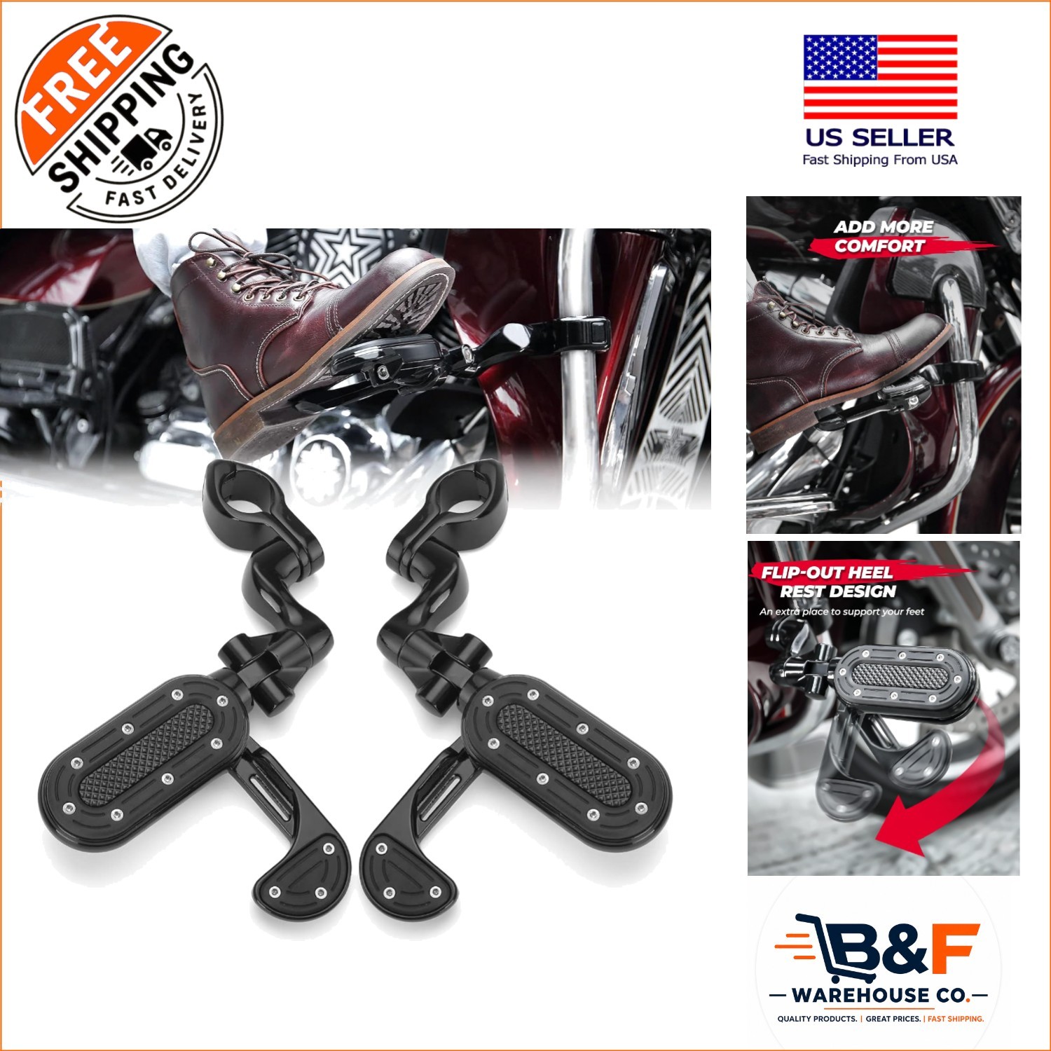 Comfort-Enhanced Adjustable Highway Pegs for Cruisers - Install & Ride With Ease
