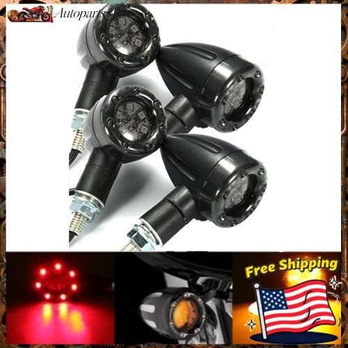 4X Motorcycle LED Bullet Brake Blinker Turn Signal Tail Lights For Harley HONDA