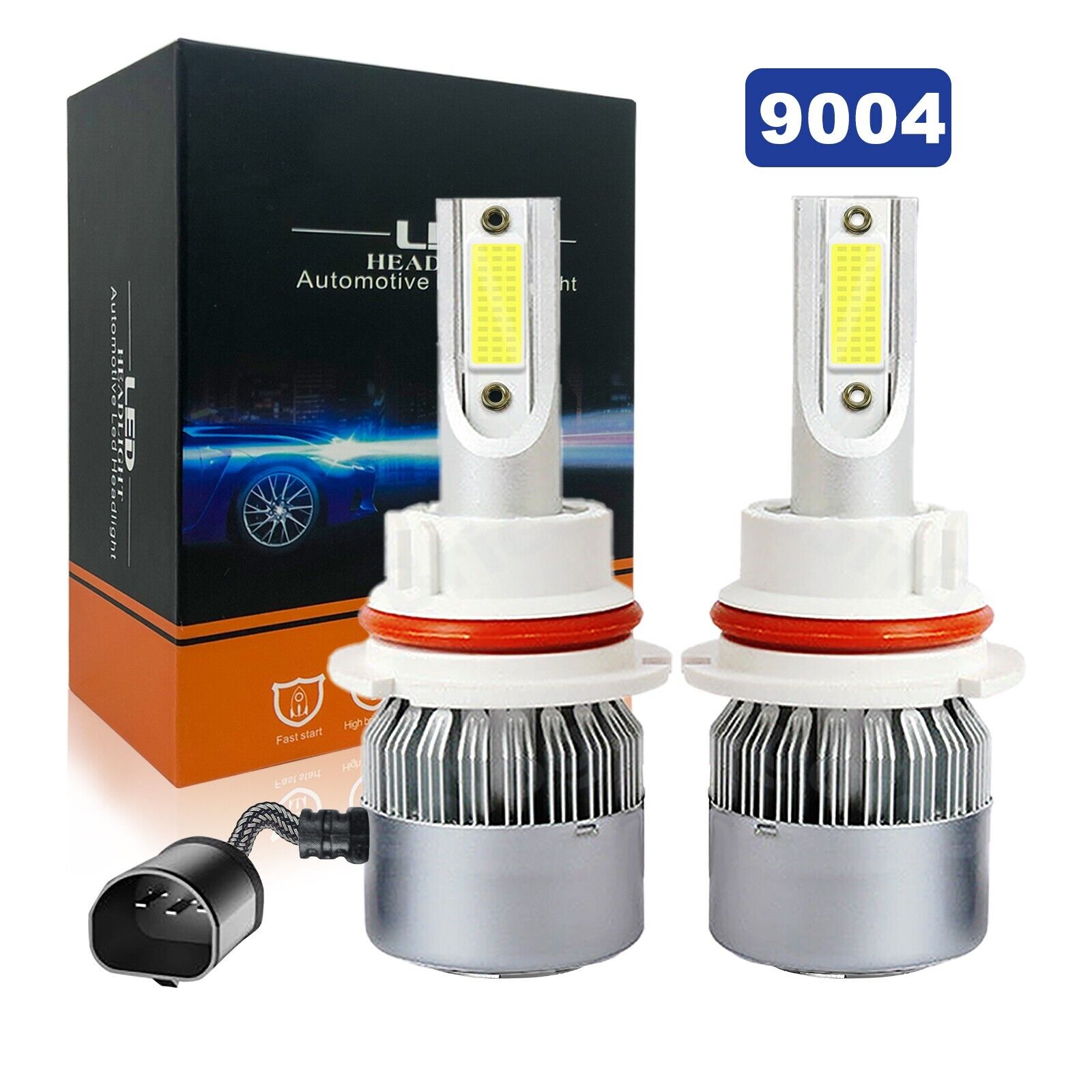 BAUMA 130W 13000LM 4 Sides LED Headlight HB1 9004 Hi/Lo Beams 6000K Bulbs