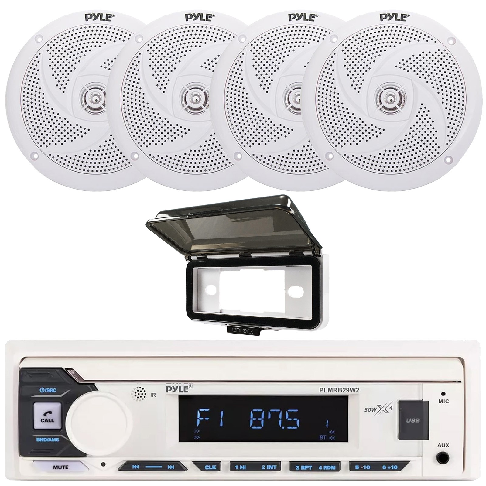 Pyle Single DIN MP3 Marine Receiver, 4x 6.5