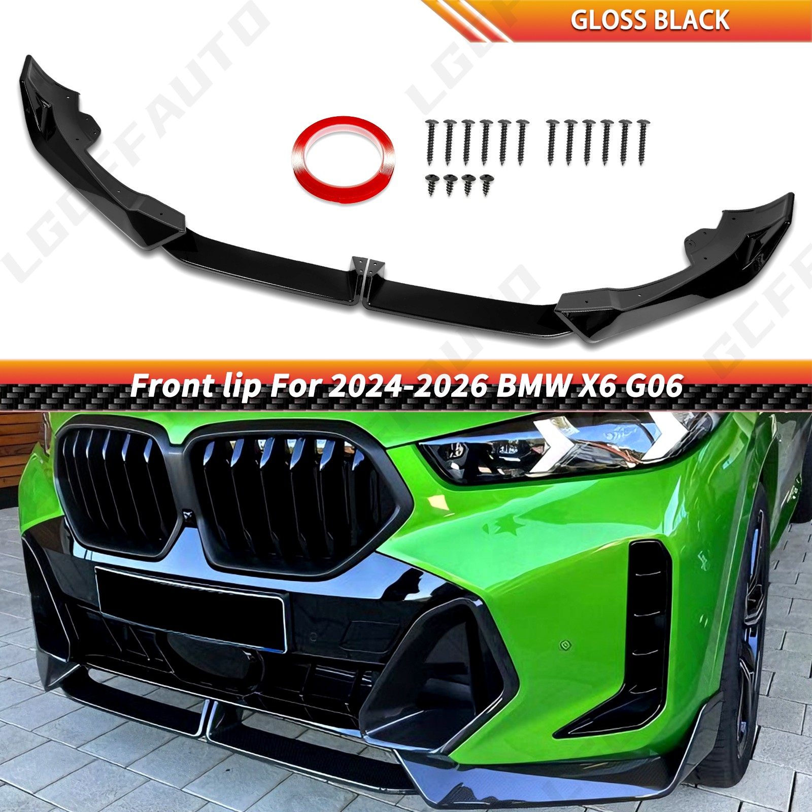 MP Style Gloss Black Front Bumper Lip Spoile For BMW G06 M-Sport LCI X6 2024-26