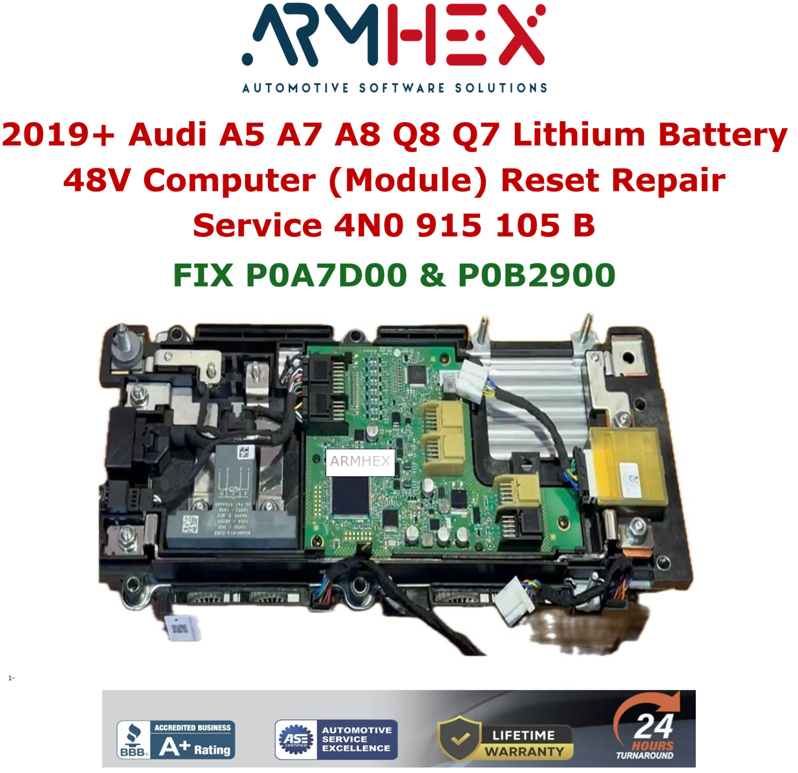 Audi A5 A7 A8 Q8 Q7 4N0 915 105 B BMS Lithium Battery 48V Reset Repair Service