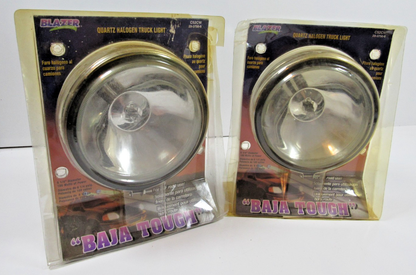 NOS Vintage Blazer BAJA TOUGH Chrome 100 Watt Quartz Halogen Off Road Lights P54