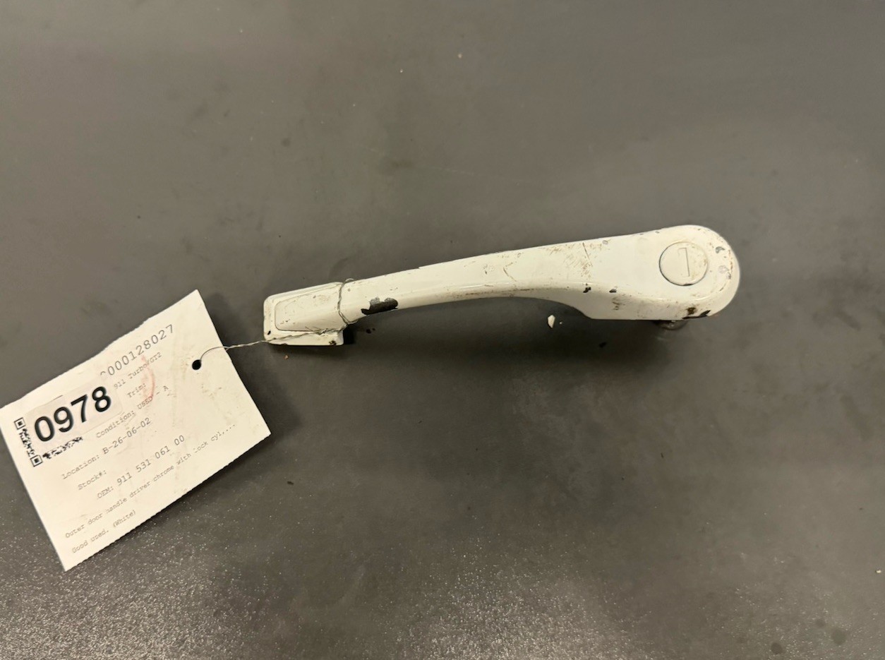 1970-77 USED ORIGINAL PORSCHE 911 CHROME DOOR HANDLE 91153106100 PAINTED WHITE