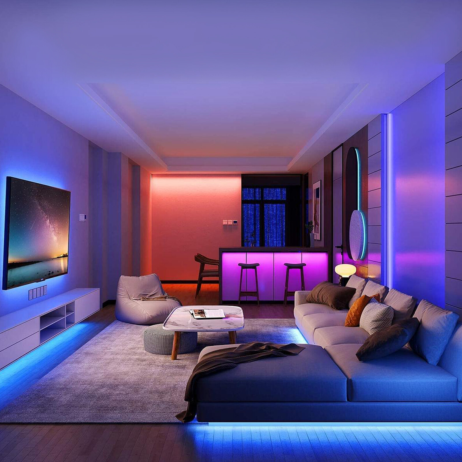 Led Strip Lights 16 Ft 5m Flexible Multi Color RGB 2835 300 leds 4 Pin+Tape 12V