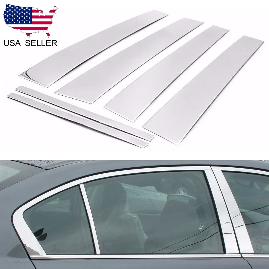 For 2008-2012 Honda Accord 6PC Stainless Steel Chrome Pillar Post Trim Cover 