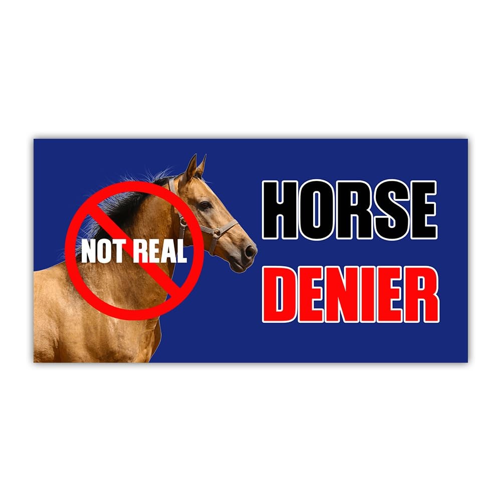 HOSALA (3Pcs - 7.5x3.75 in) Horse Denier Car Bumper Sticker, Funny Multicolor HOSALA (3Pcs - 7.5x3.75 in) Horse Denier Car Bumper Sticker, Funny Multicolor