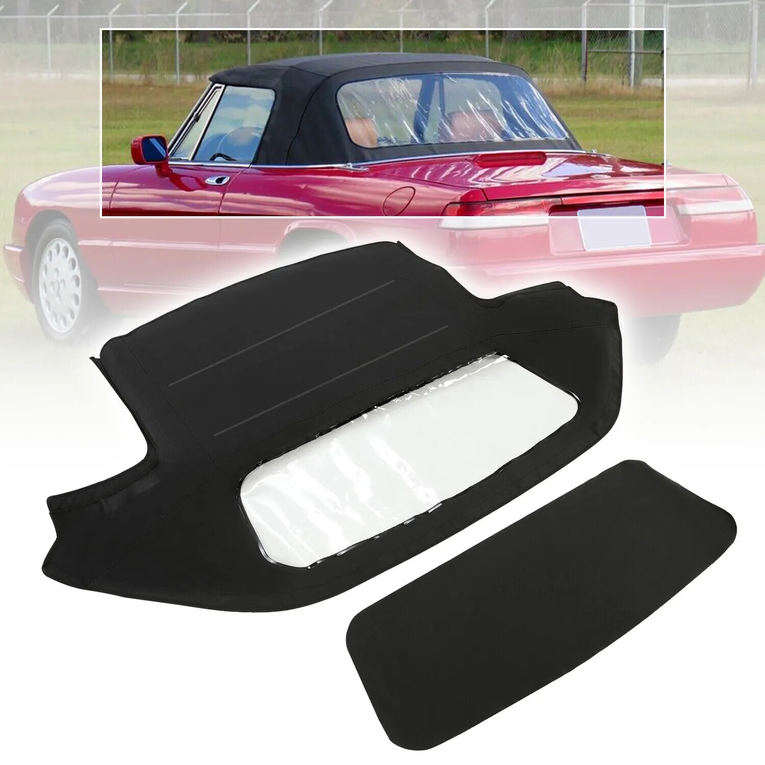 For Alfa Romeo Spider Graduate Veloce 1971-1994 Black Vinyl Convertible Soft Top