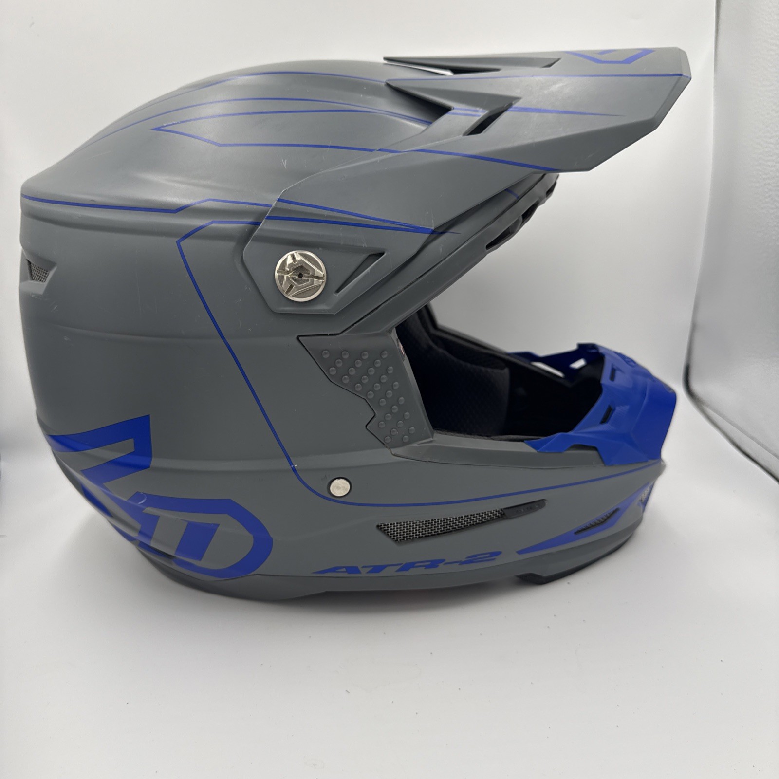 6D ATR-2 Torque Off-Road Motorcycle Helmet – Matte Grey / Blue Good Condition