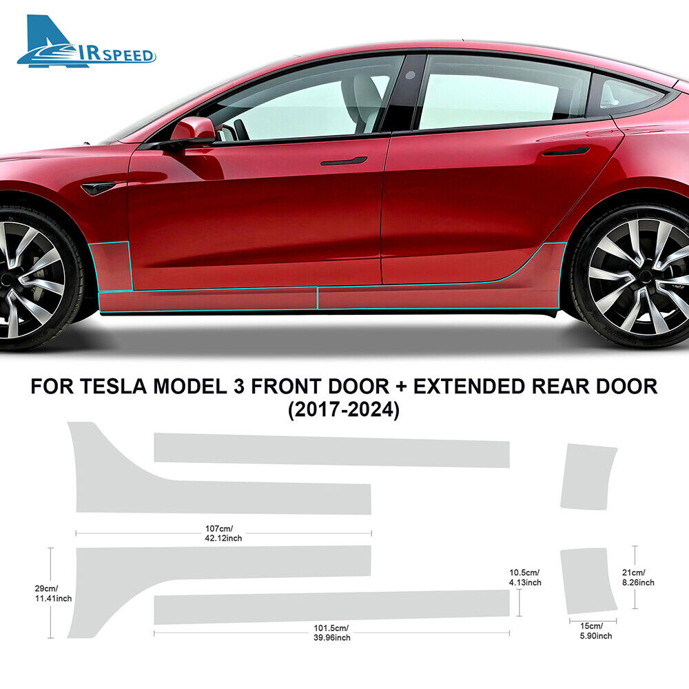 Side Skirt Precut Paint Protection Film Clear PPF For Tesla Model 3 2017-2024