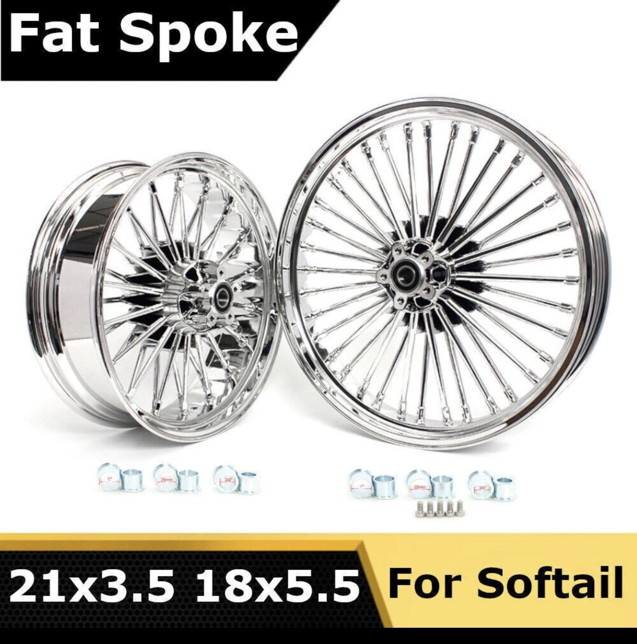 21x3.5 18x5.5 Fat Spoke Wheels Rims Dual Disc for Harley Dyna FXDB Softail FLSTC