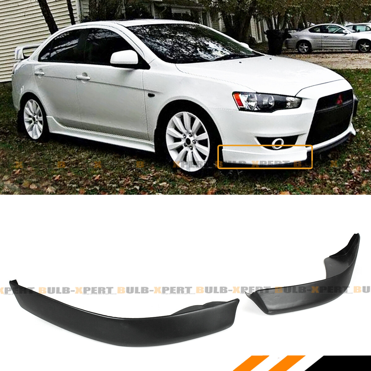 FOR 2008-15 MITSUBISHI LANCER JDM STYLE 2PC FRONT BUMPER LIP SIDE SPLITTERS CAP