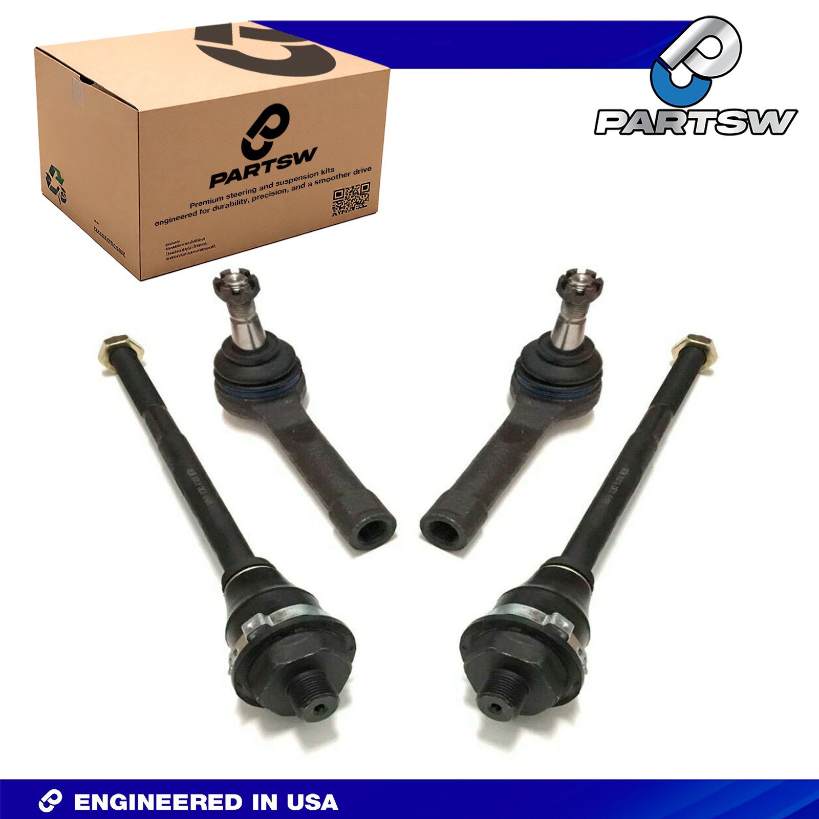 PartsW 4Pc Front Outer Inner Tie Rod Kit for Chevrolet Silverado 1500 1999-2007
