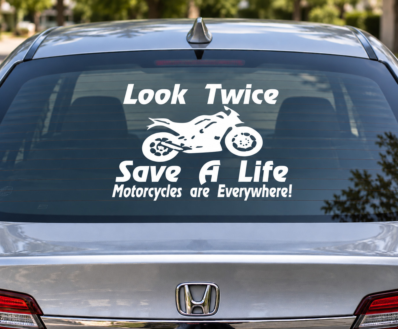 Motorcycle Look Twice - Save A Life Waterproof Vinyl Sticker Car Decal