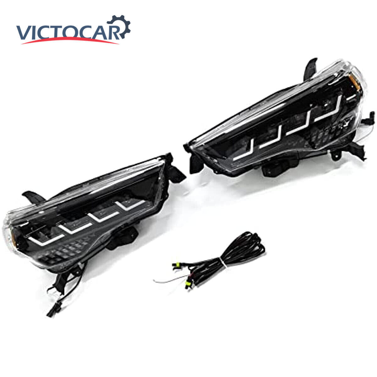 VICTOCAR LED Headlights Assembly Set for 2014-2022 Toyota 4Runner w/ Sequential