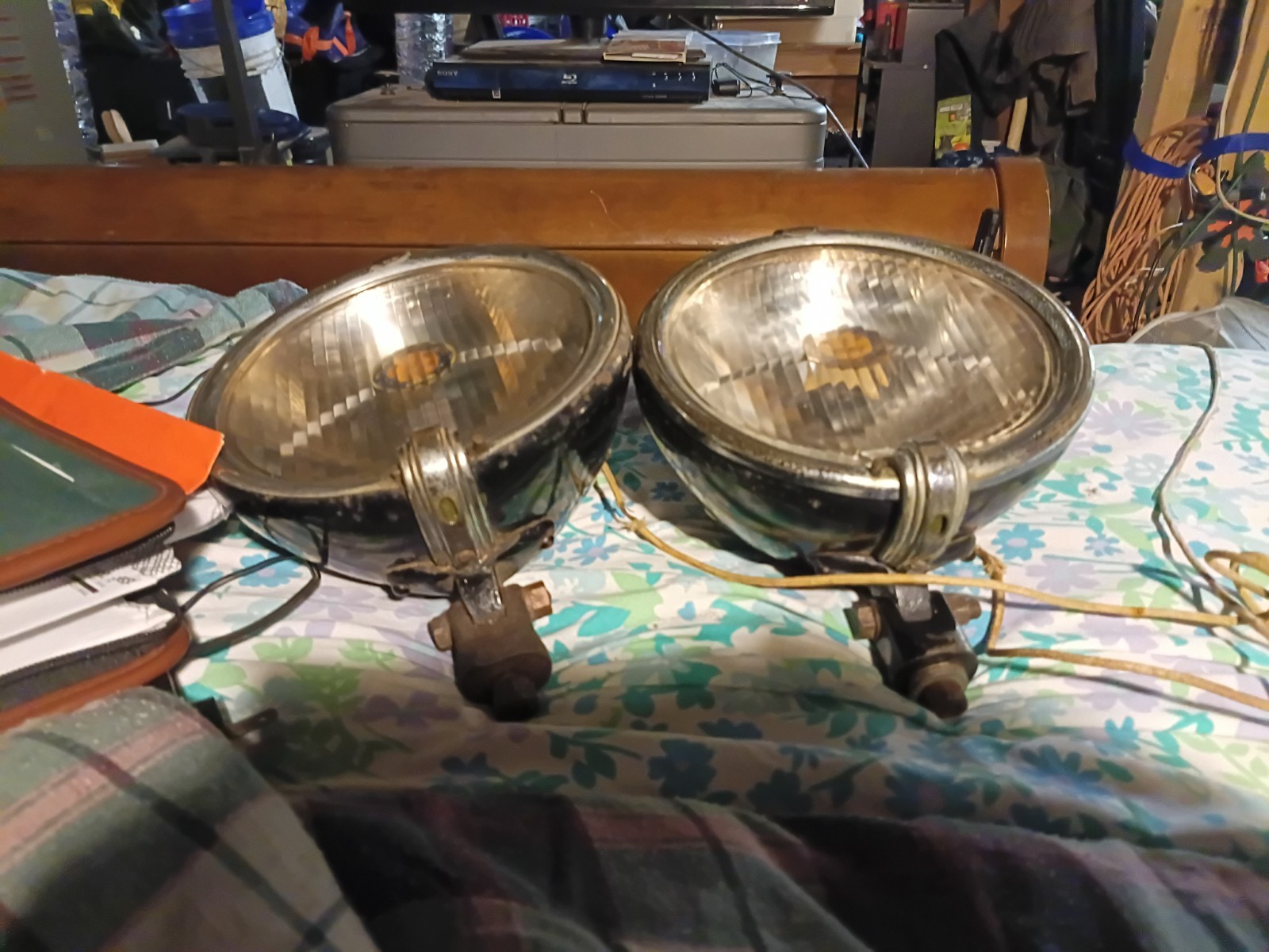 Vintage 1920's-30's Tilt-Ray Front Headlight Set W/Glass Truck/Car/Rat Rod