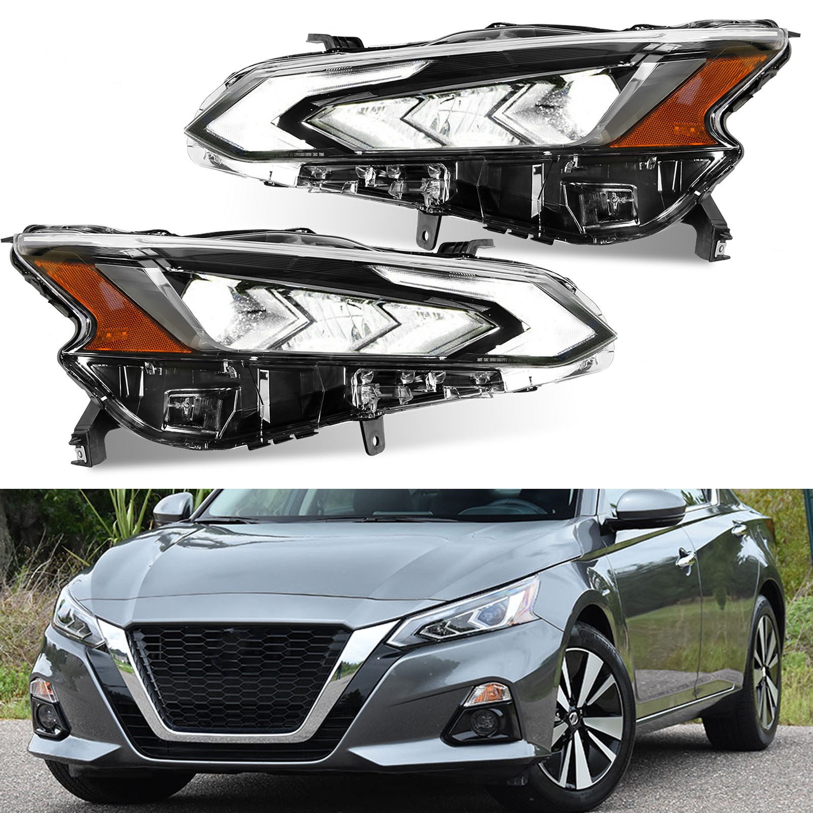 For 19-22 Nissan Altima Full LED Headlights W/ DRL 1Pcs Assembly Pair Clear Lens