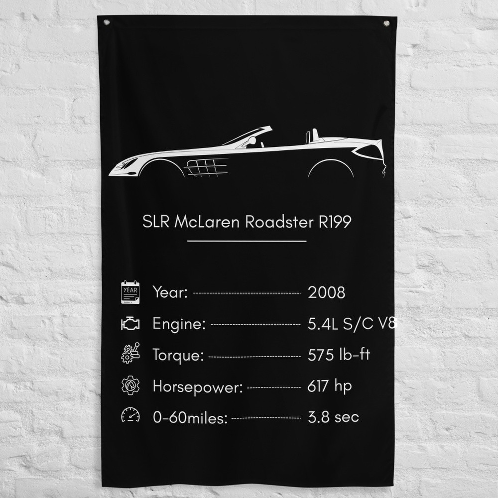 SLR McLaren Roadster R199 2008 Car Silhouette Flag 3x5 ft Garage Banner