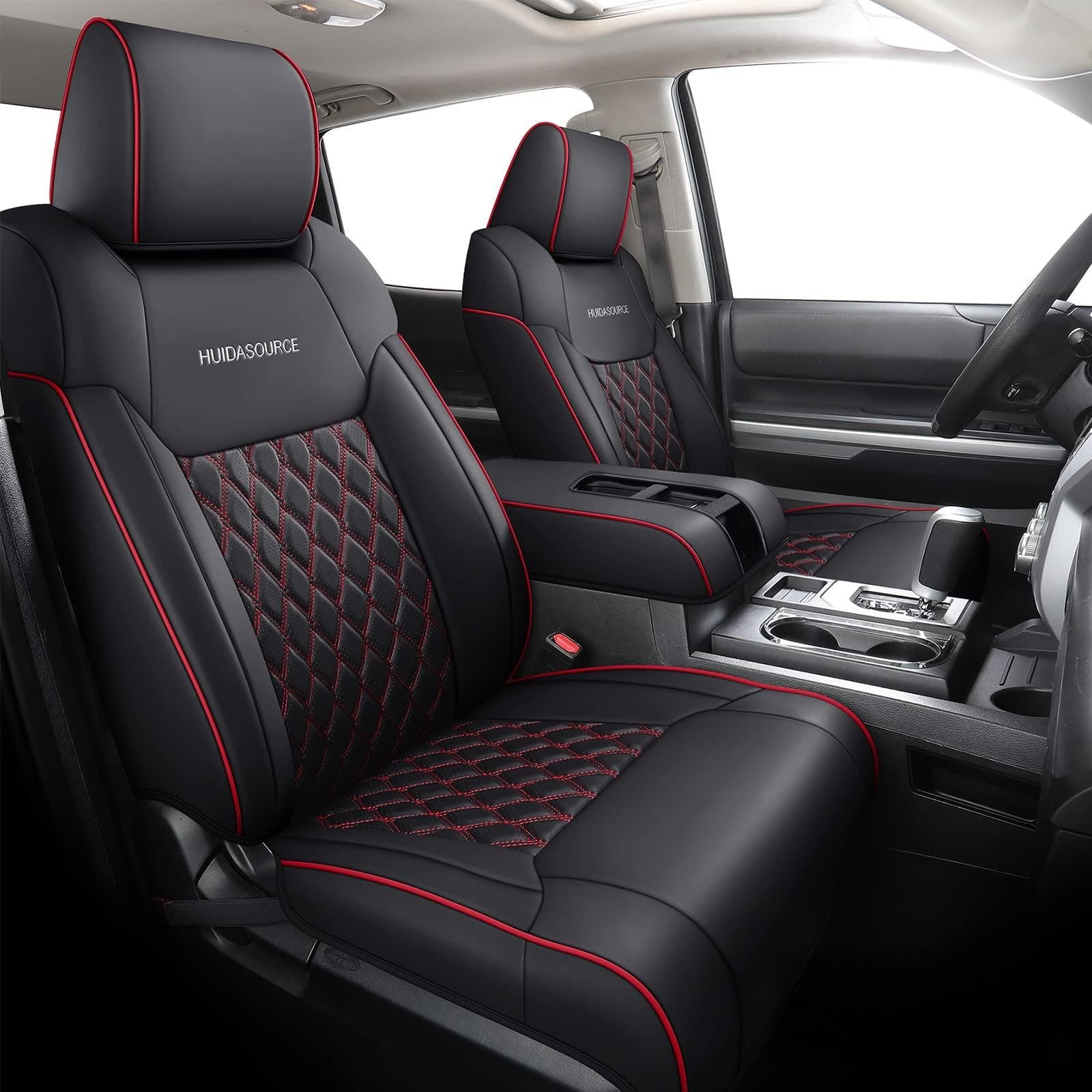 Huidasource Tundra Seat Covers, Front & Fits 2014-2021, Full Set/Black&Red Huidasource Tundra Seat Covers, Front & Fits 2014-2021, Full Set/Black&Red