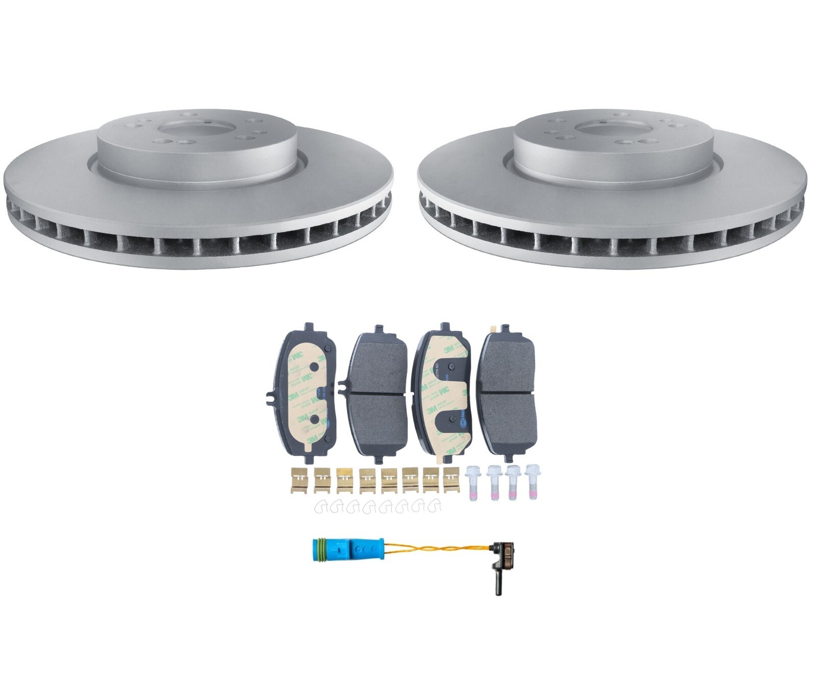 Hella Pagid Front Brake Kit Rotors Pads & Sensor For Mercedes W167 GLE350 20-22