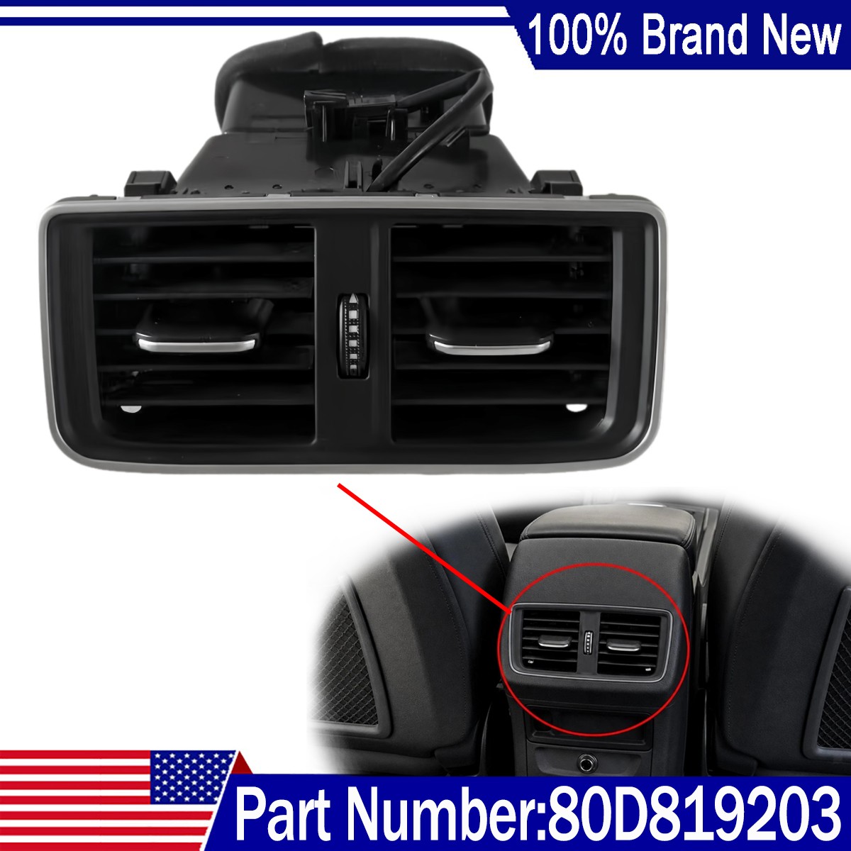 NEW Rear Center Air Vent Panel 80D819203 Fits For Audi Q5L FY 2018-2023 US