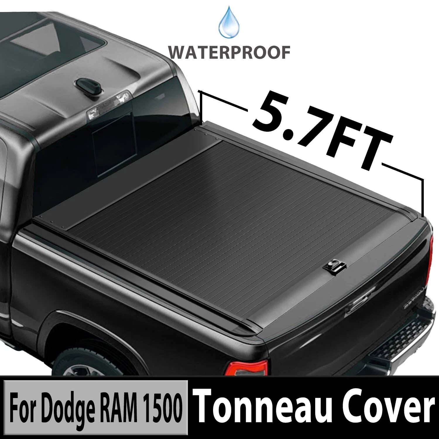 5.7FT Truck Bed Retractable Hard Tonneau Bed Cover For 2009-2026 Dodge RAM 1500