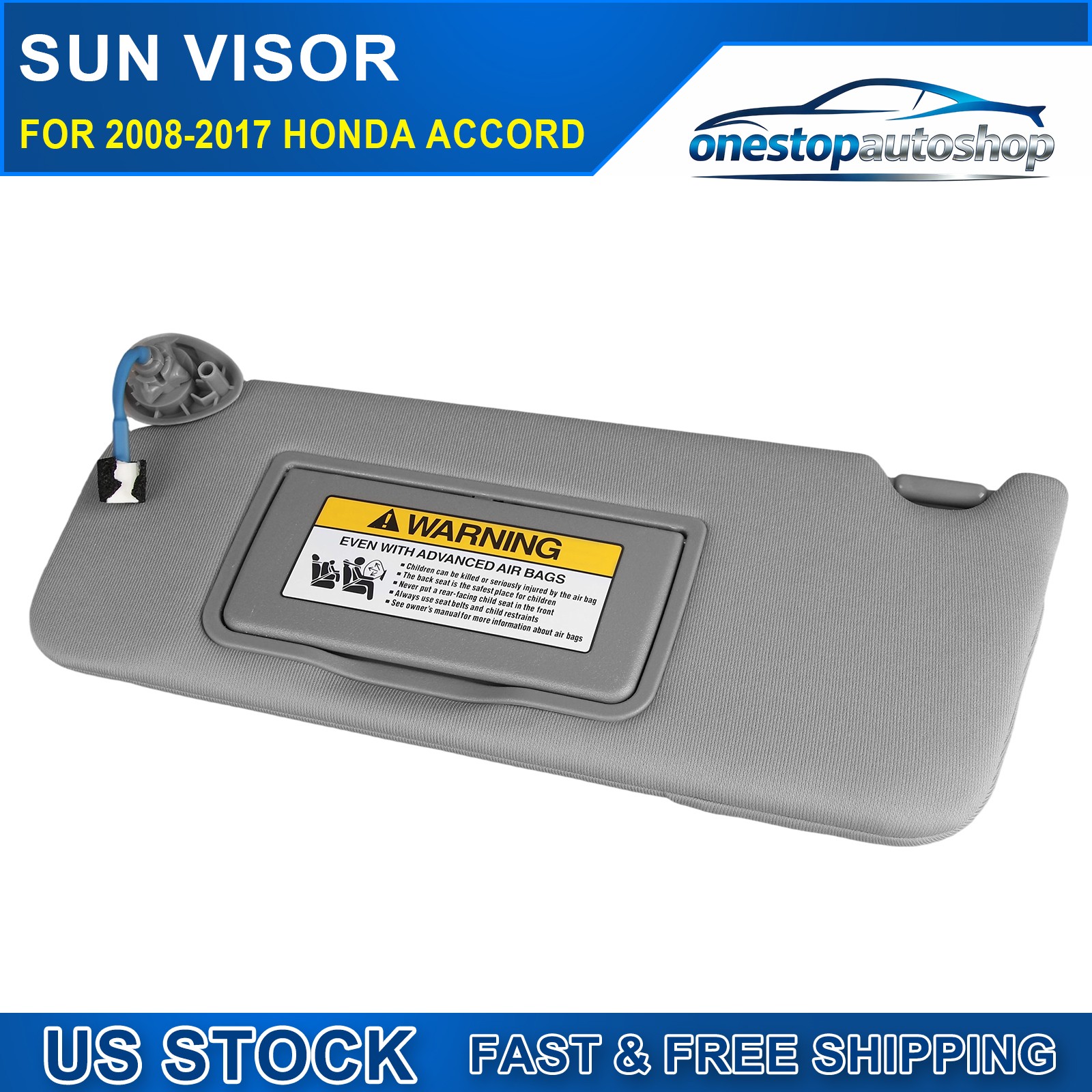 New Gray Left Driver Side Sun Visor w/Light & Mirror For 2008-2017 Honda Accord New Gray Left Driver Side Sun Visor w/Light & Mirror For 2008-2017 Honda Accord