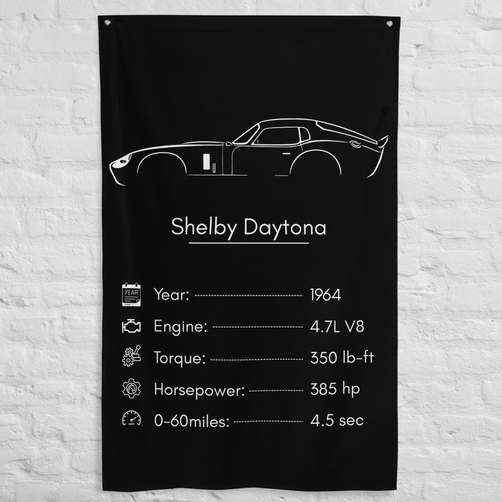 Shelby Daytona 1964 Car Silhouette Flag 3x5 ft Garage Banner Man Cave Wall Decor