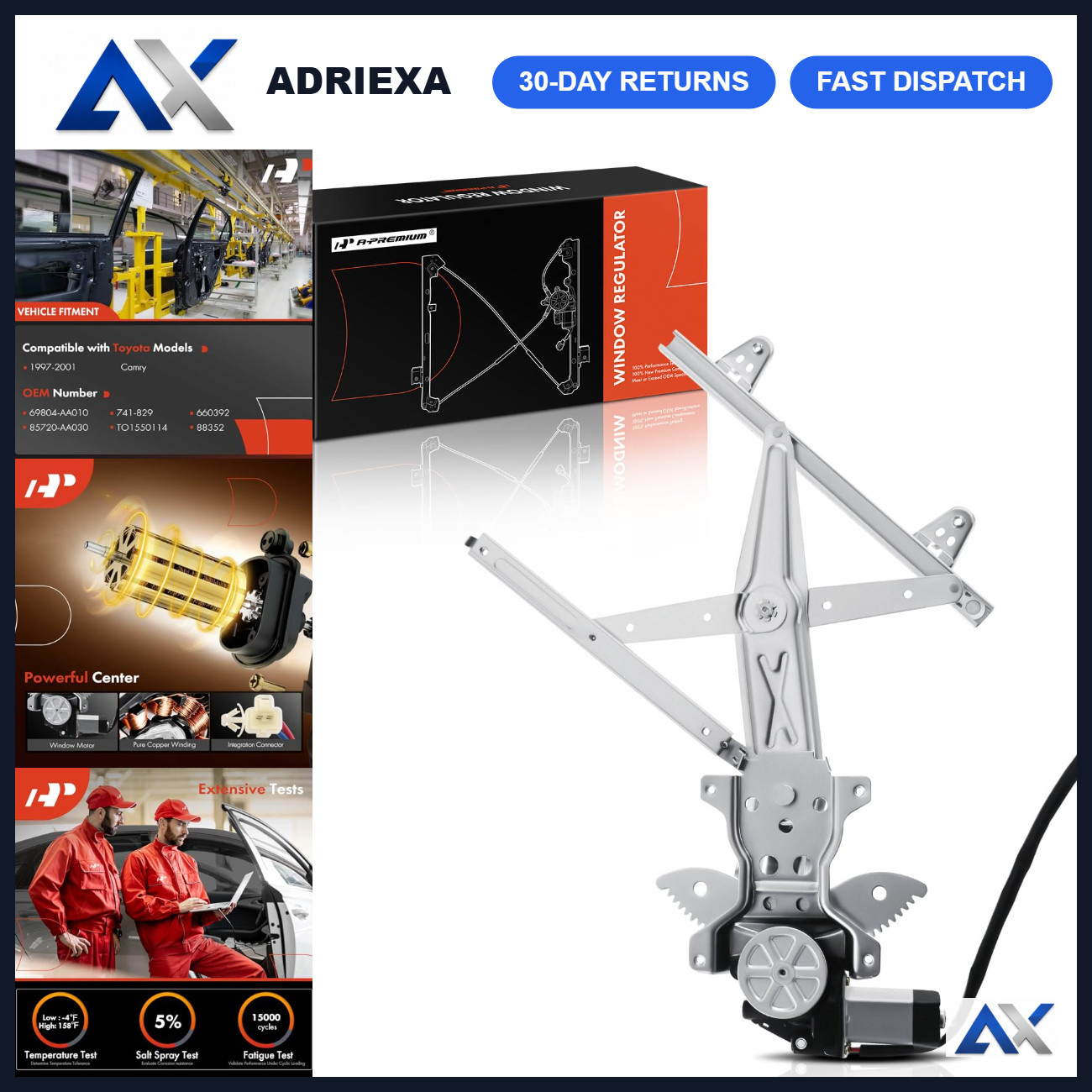 Power Window Regulator with Motor for Rear Driver Side - 2-Pin, Easy Install Power Window Regulator with Motor for Rear Driver Side - 2-Pin, Easy Install