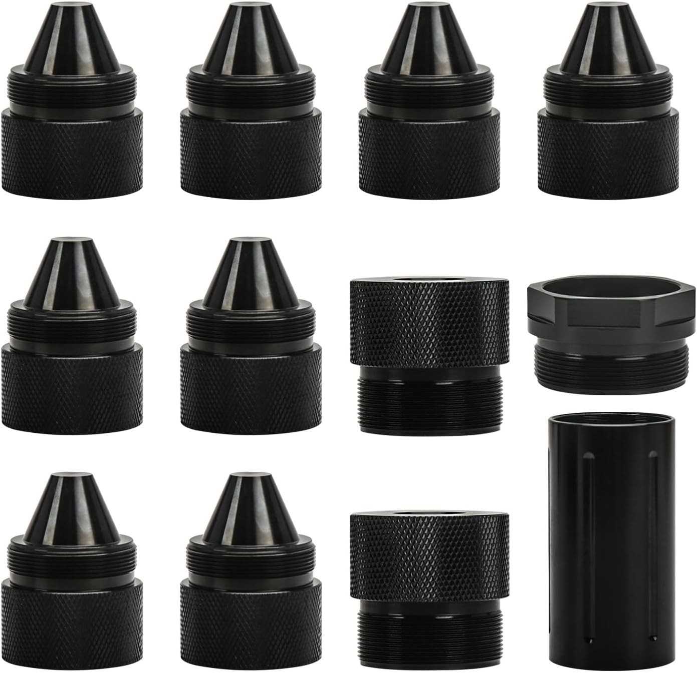 12Pcs 1.375\'\'X24 Aluminum Alloy Black Cone Shaped Parts for Sealed End Cap NEW