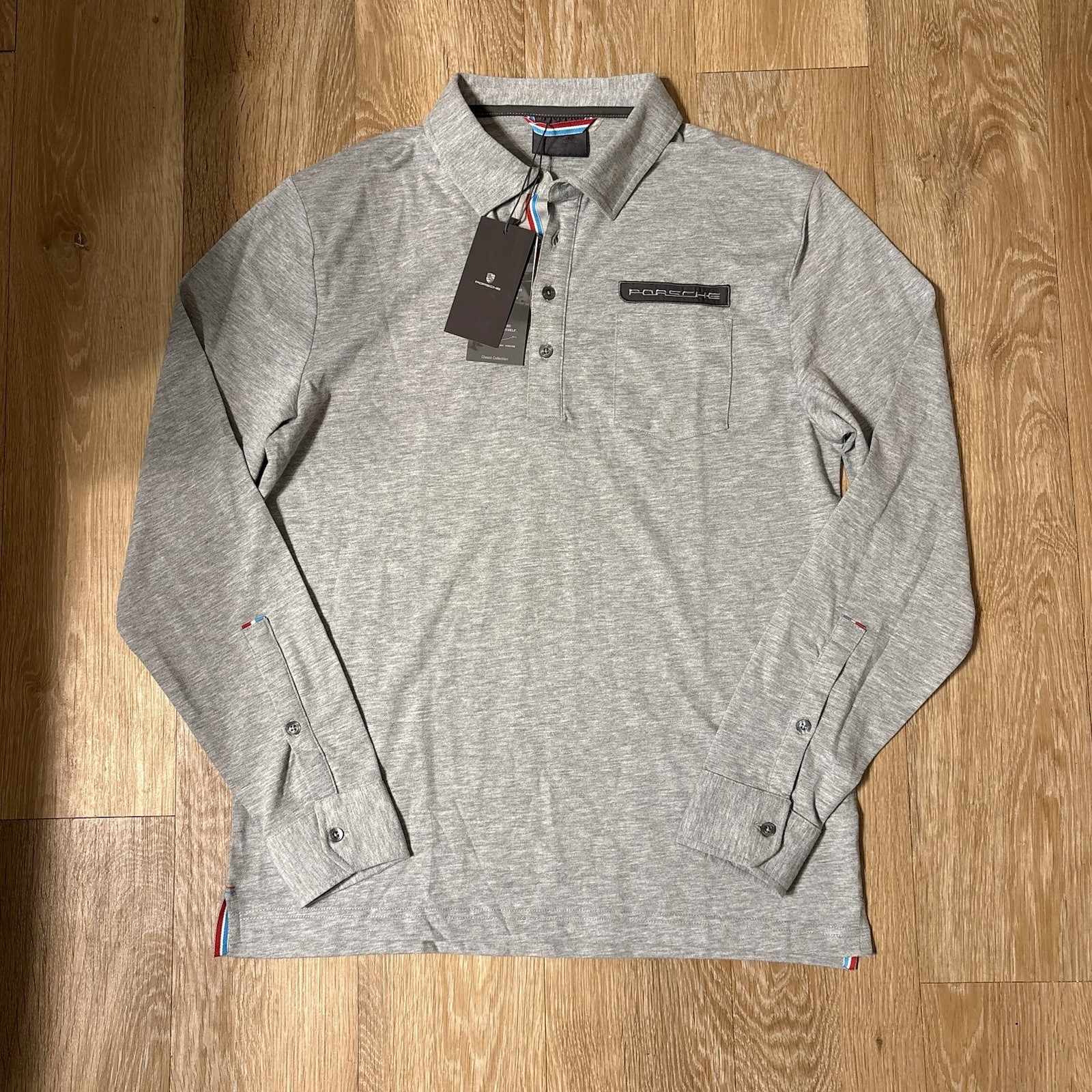 PORSCHE DESIGN CLASSIC & 70 YEAR COLLECTION GREY L/S POLO SHIRT EURO:M USA:S