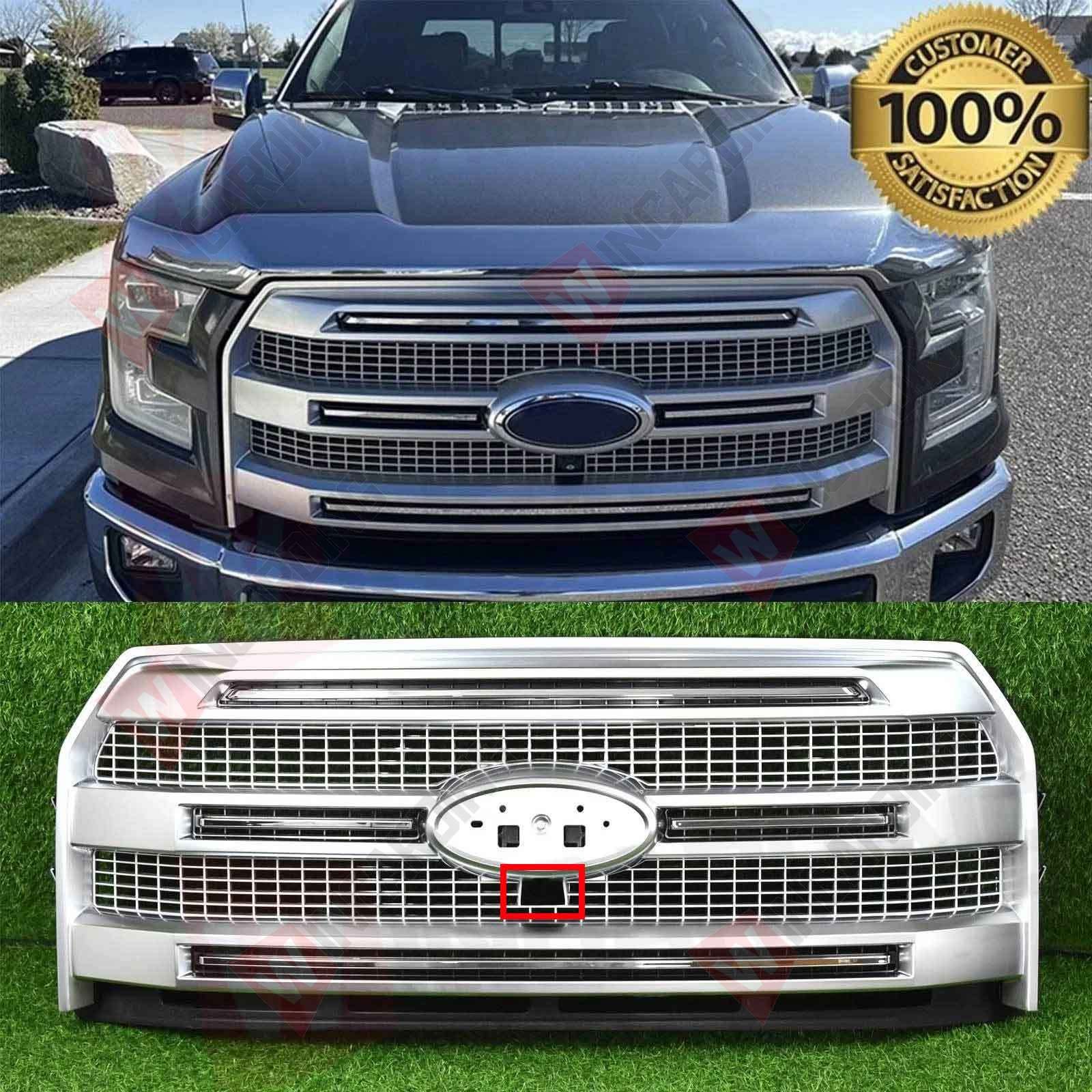 For 2015-2017 Ford F-150 F150 Platinum Brushed Satin / Black Front Bumper Grille