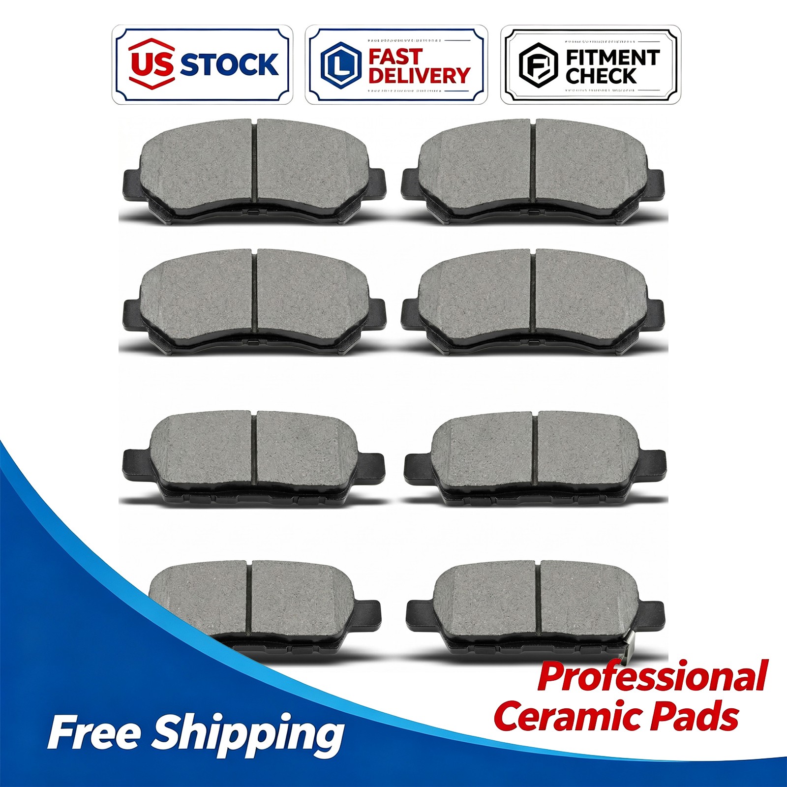 Front Rear Ceramic Brake Pads for 2008-2013 Nissan Rogue All Models