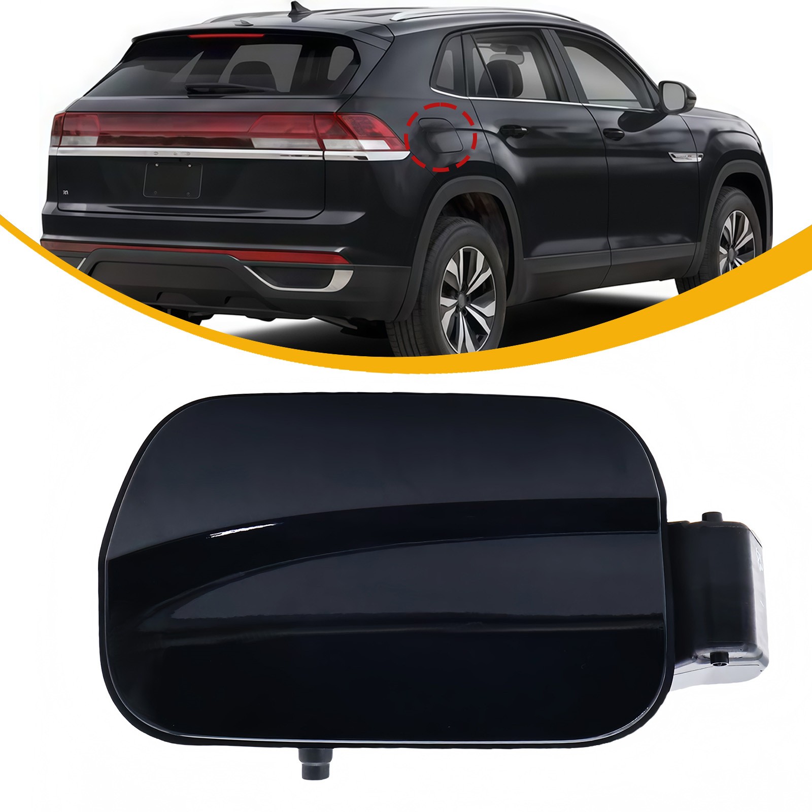 Black Fuel Gas Tank Filler Door Lid Cover Assembly Fits 2018-23 Volkswagen Atlas