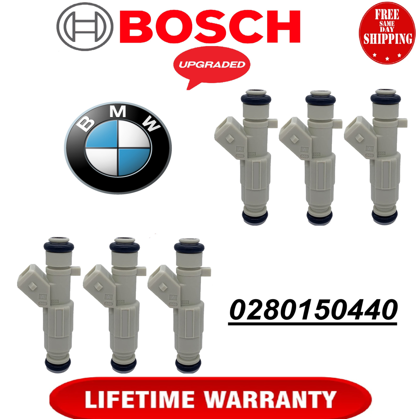 NEW HP&TORQUE UPGRADE OEM Bosch x6 4 hole 30LB Fuel Injectors for 1996-2000 BMW