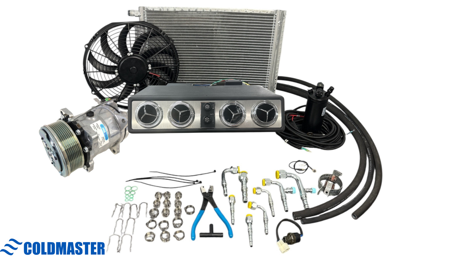 A/C Kit Universal UnderDash Evaporator - 404 Premium Chrome Black A/C QF - PK8