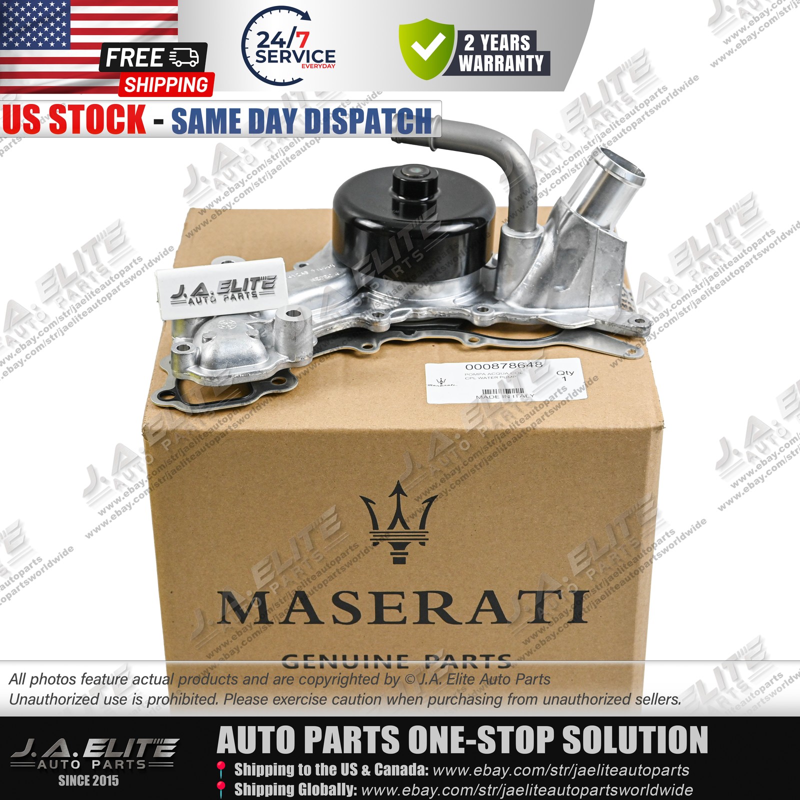 Genuine Water Pump for Maserati Ghibli Levante Quattroporte 3.0 V6,297912 878648