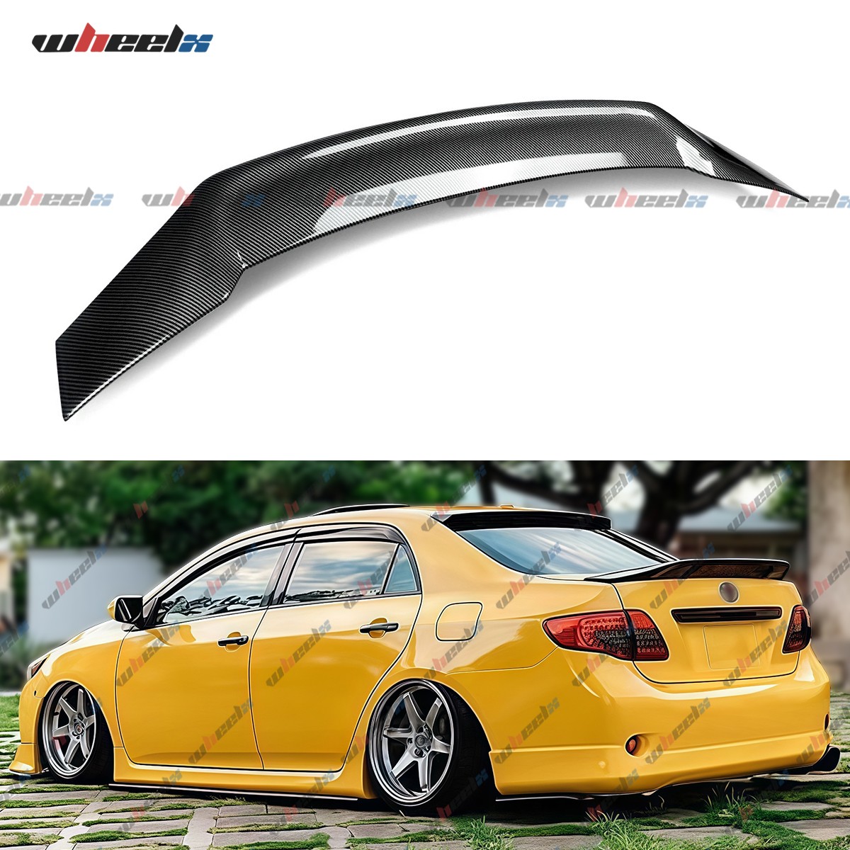 FOR 2009-2013 TOYOTA COROLLA RS STYLE HIGH KICK TRUNK SPOILER WING CARBON FIBER
