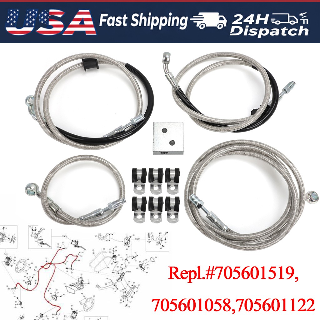 Front Braided Brake Hose Line Assembly for Can-Am 705601519,705601058,705601122