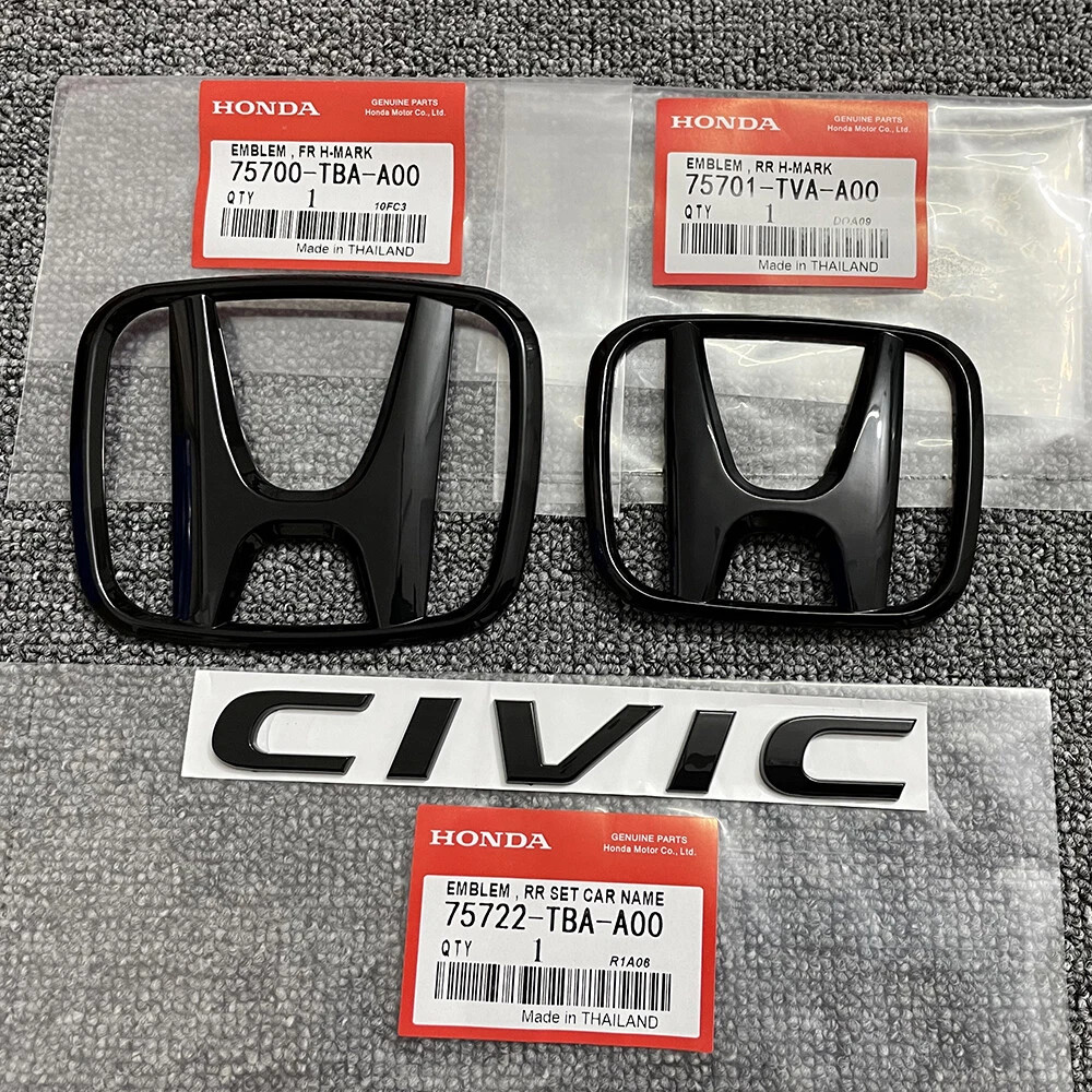 🎁3PCS Fit For HONDA Civic 2016-2021 Front & Rear Emblem H+ CIVIC Badge Black US