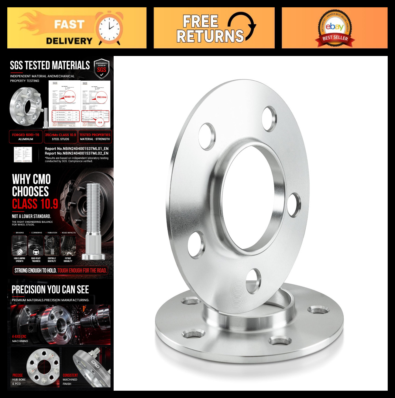 3mm Wheel Spacers 5x112 Hub Centric 57.1mm to 66.6mm Conversion - 2PCS