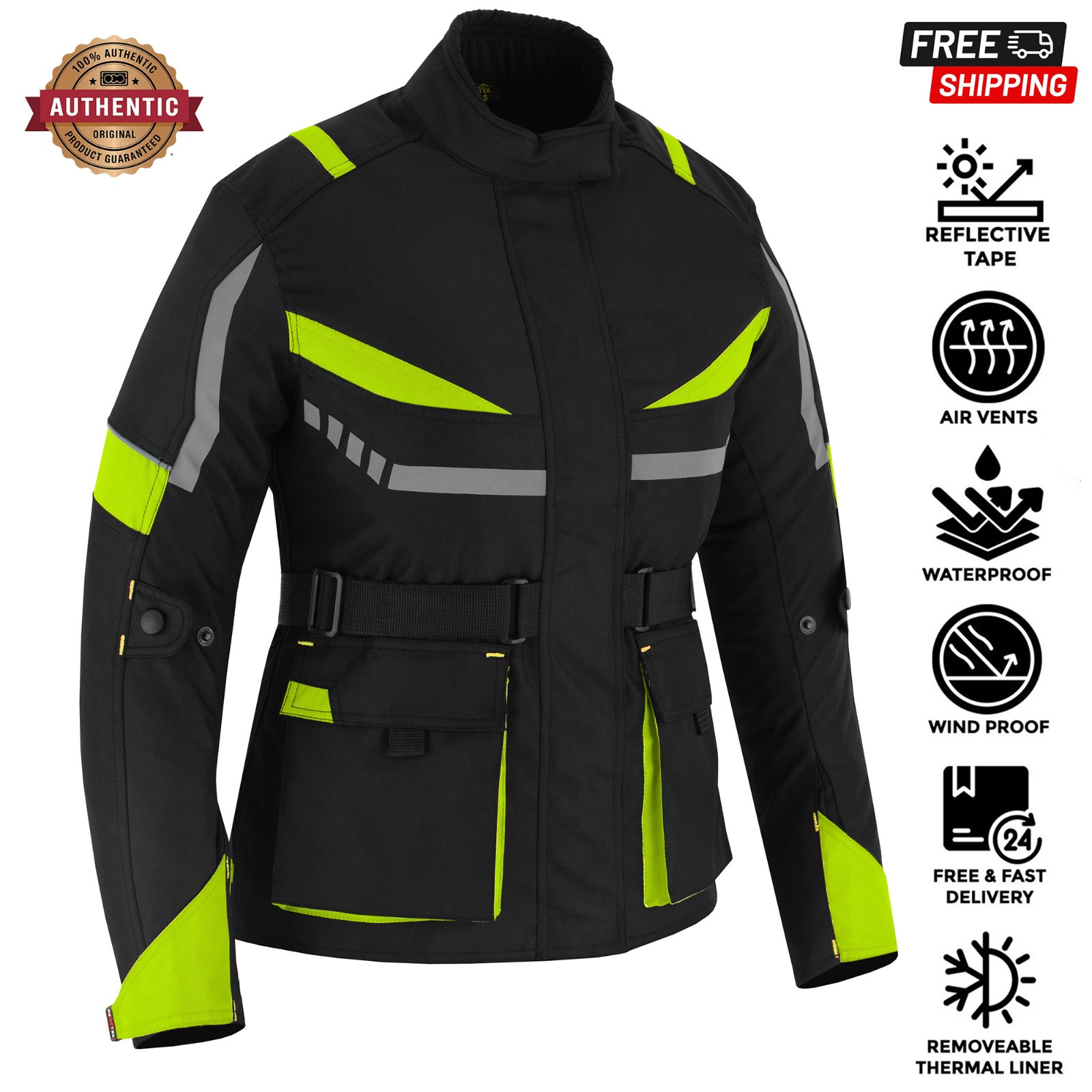 Womens Motorbike Jacket Waterproof CE Armoured For Bikers Coat Cordura Textile Womens Motorbike Jacket Waterproof CE Armoured For Bikers Coat Cordura Textile