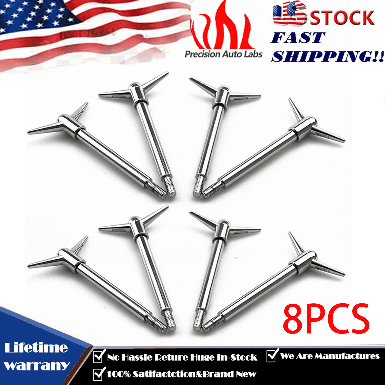 8pcs Valve Cover T-Bar Wing Bolts 1/4-20 Hold Down Length 5