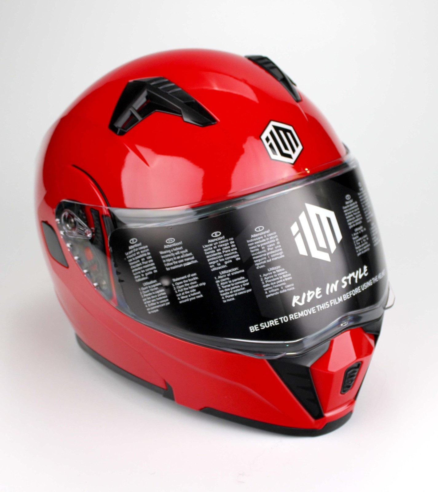 ILM Motorcycle Helmet JK-906 Bright Red (Medium)