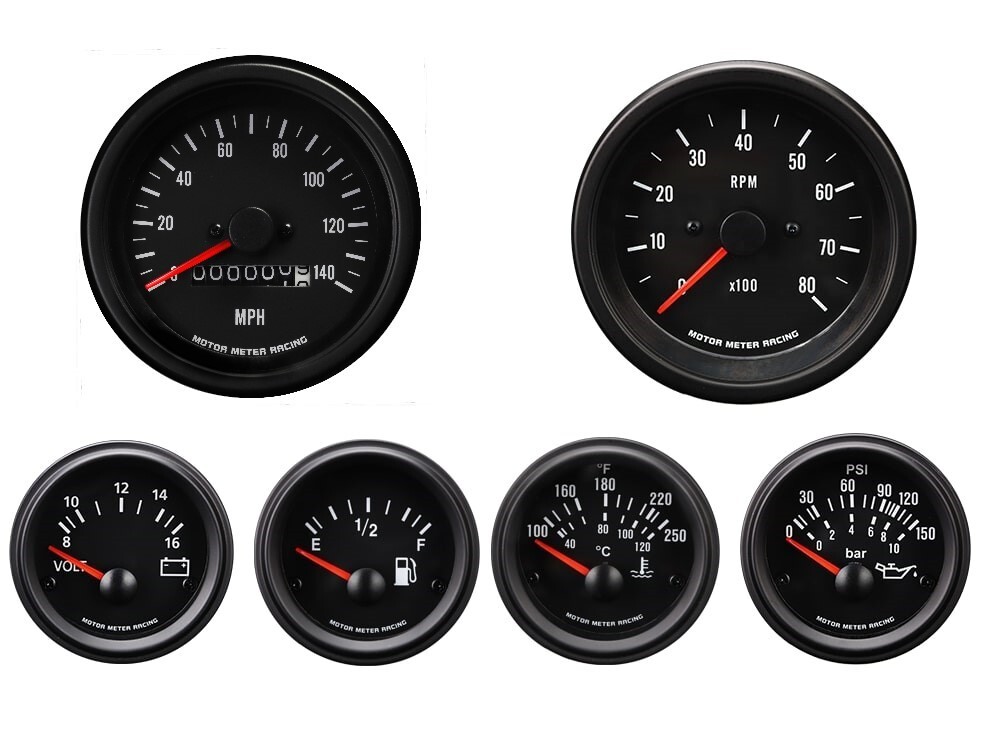 MOTOR METER RACING VD 6 Gauge Set Mechanical Speedometer MPH °F PSI 85mm 52mm MOTOR METER RACING VD 6 Gauge Set Mechanical Speedometer MPH °F PSI 85mm 52mm