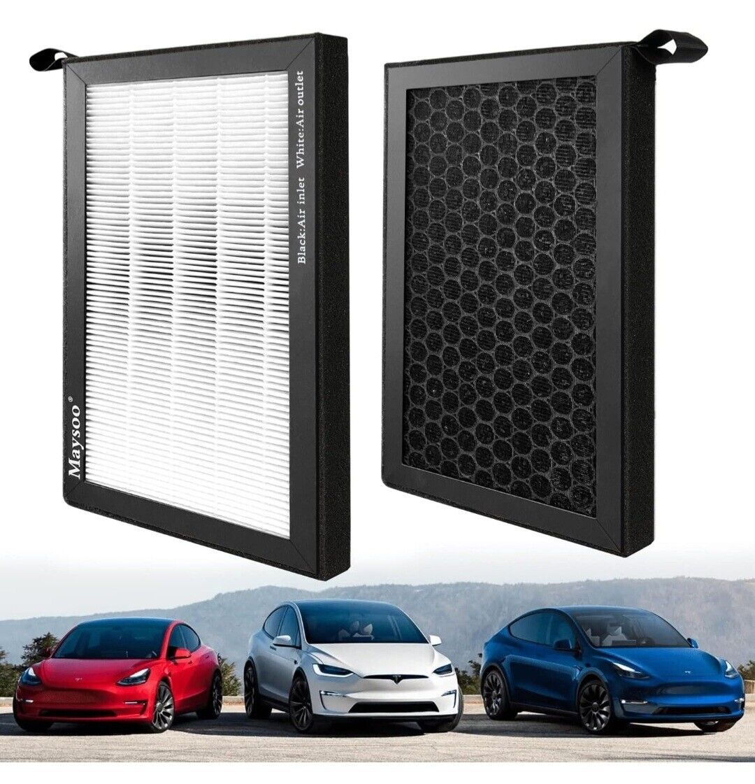 Maysoo Tesla Air Filter Cleaner HEPA Replacement 2-Pack for Model 3/Model