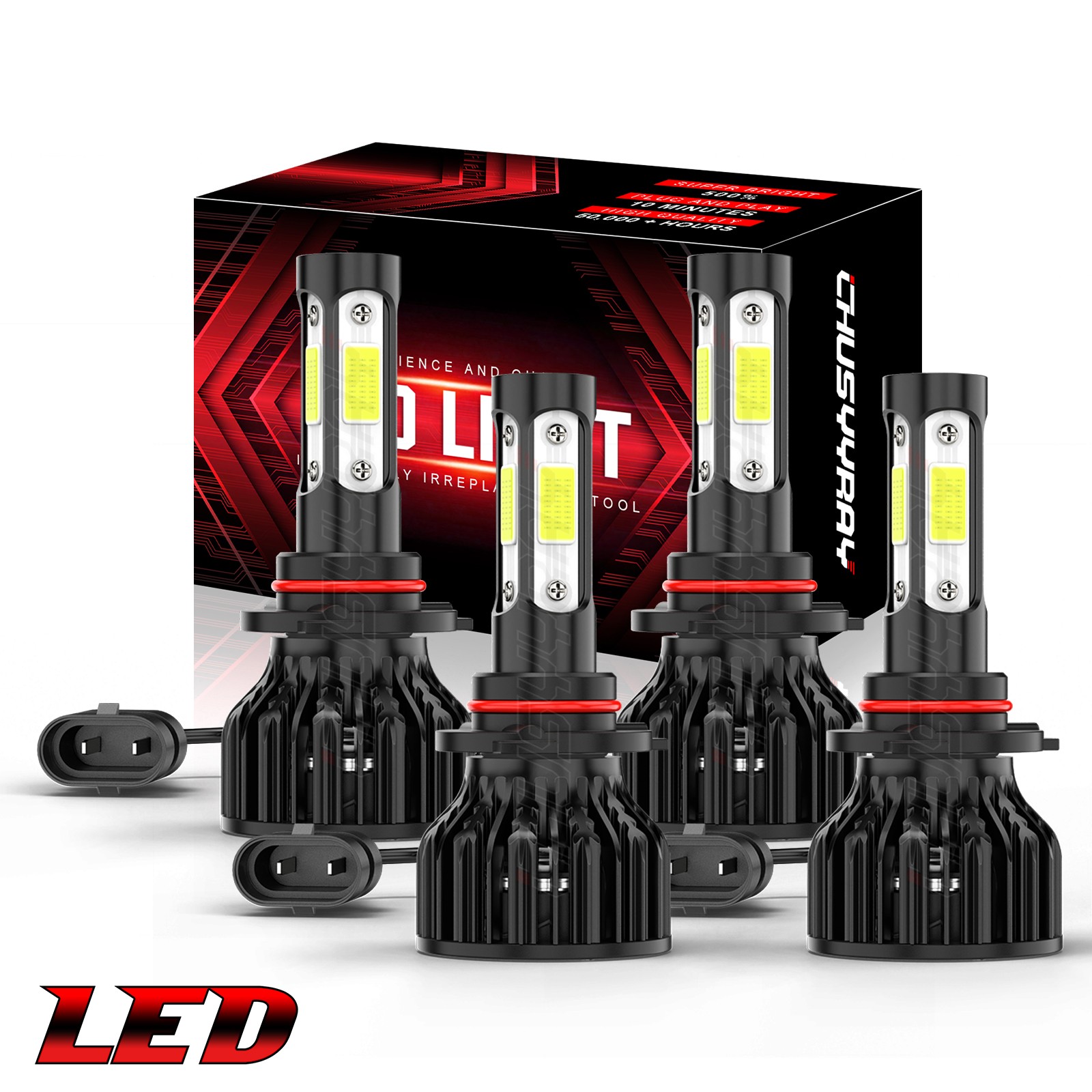 9006 9005 LED Headlight KIT Combo Bulbs 10000K High Low Beam Super Bright White