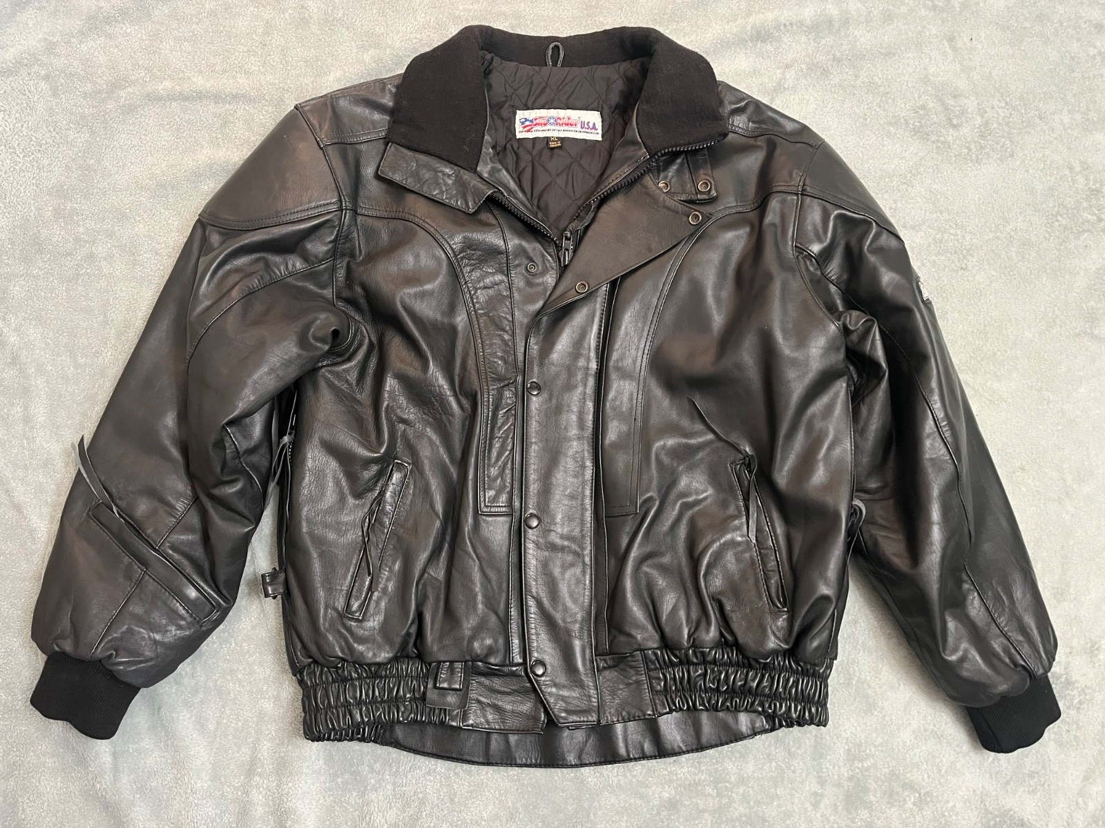 Vintage Sno Rider Snowmobile Leather Bomber Jacket Made in USA Men’s Sz XL Vintage Sno Rider Snowmobile Leather Bomber Jacket Made in USA Men’s Sz XL
