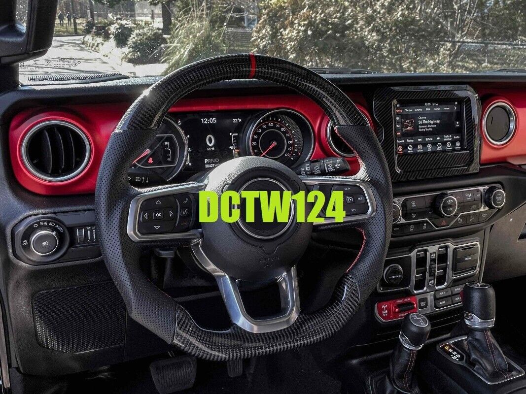 Sportive flat bottom Real Carbon steering wheel 18~ Jeep WRANGLER GLADIATOR JL