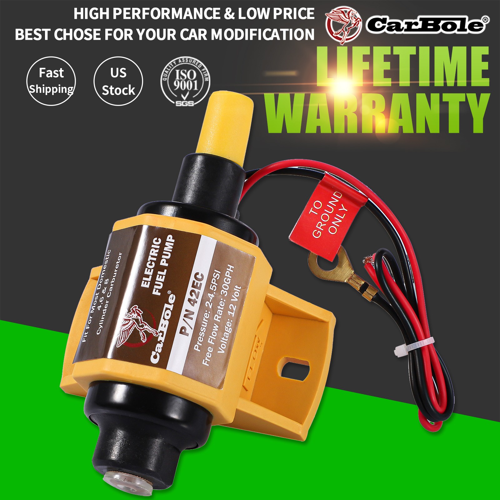 17301 For Universal Micro In-Line Electric Fuel Pump 38 GPH 7 PSI Max Gas/E85 US